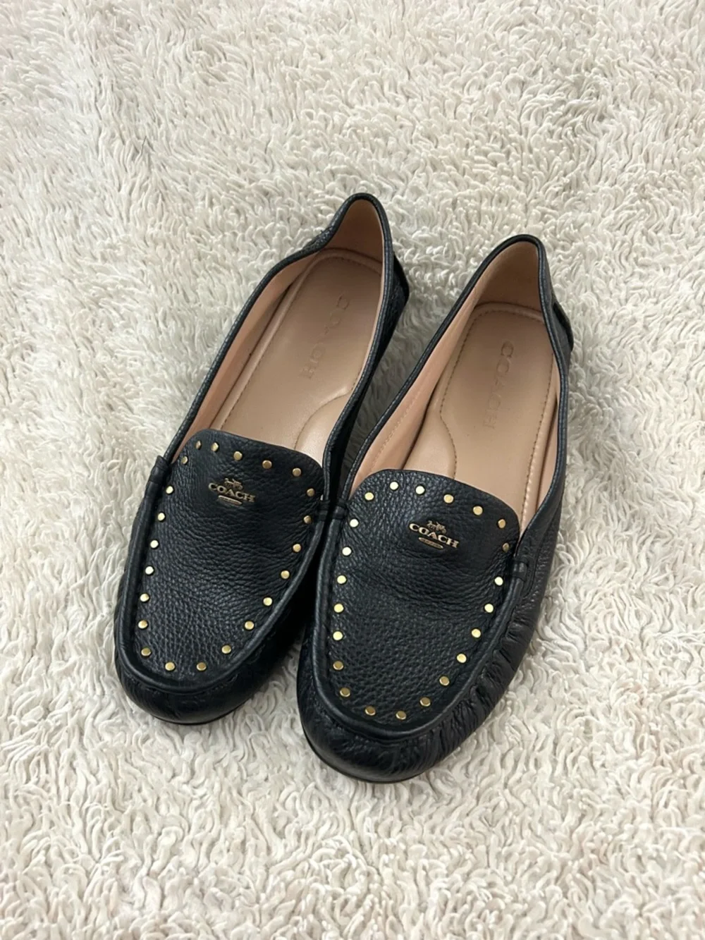 Coach Black Leather Marley Driver Slip On Loafers - Picture 1 of 6